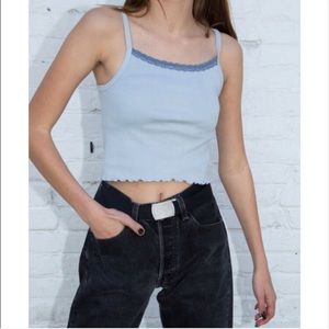 BRANDY MELVILLE Blue Belle Lace Trim Crop Tank